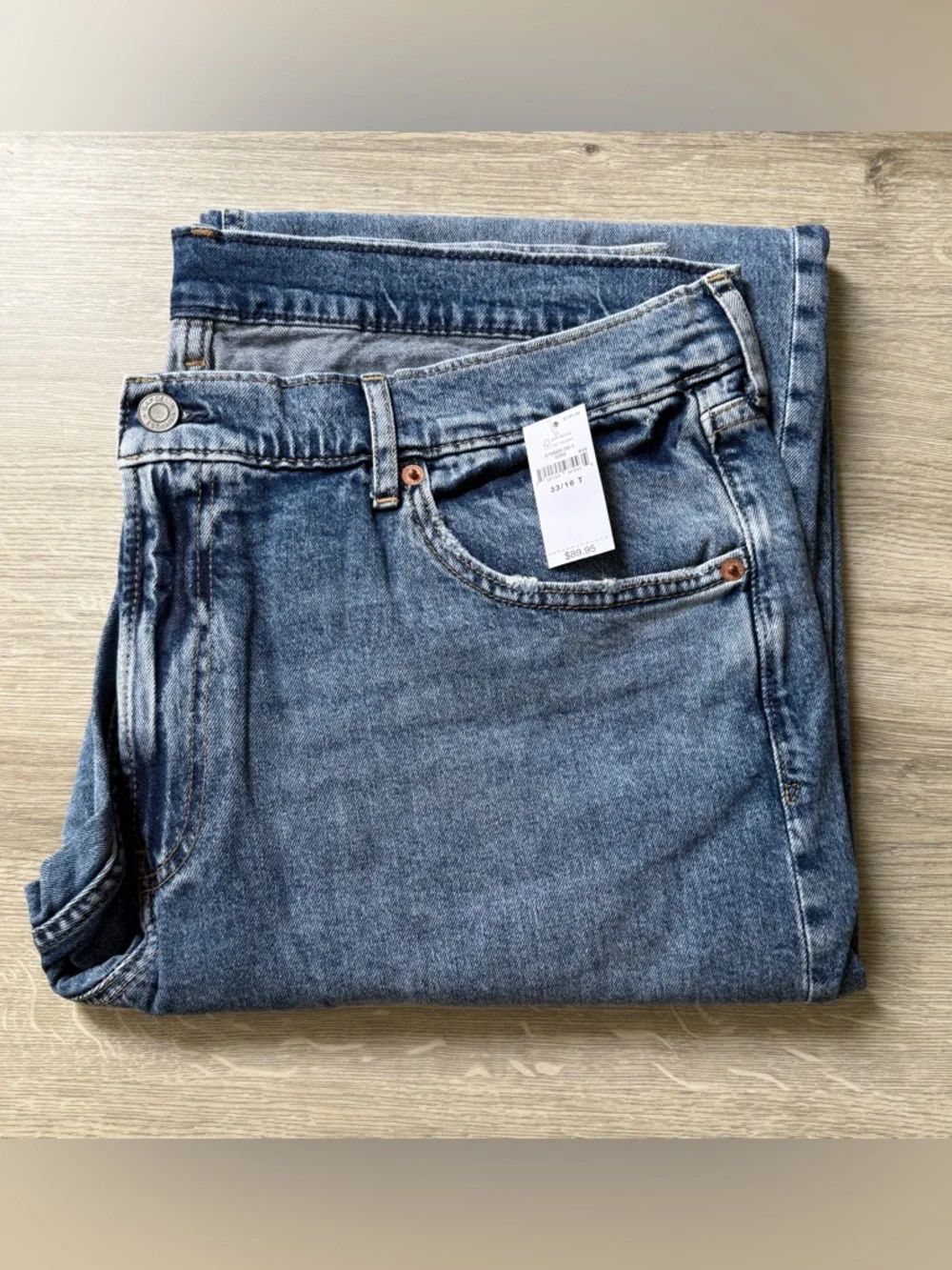 GAP Mid Rise 90s Loose Vintage Destructed Jeans 33 16 Tall - Picture 2 of 12